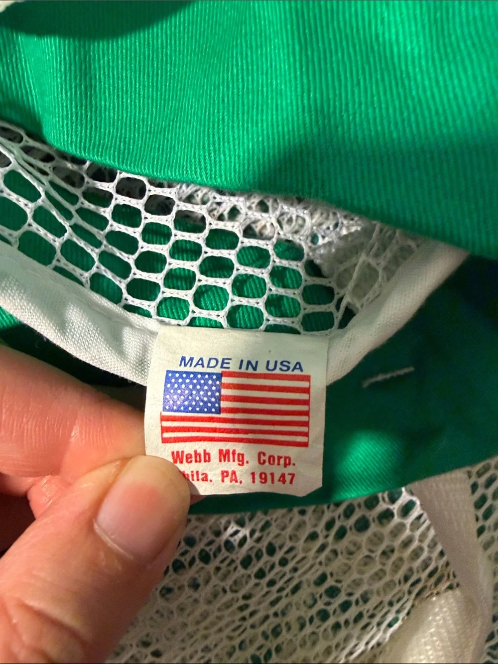 Vintage Green and White Mesh Tote